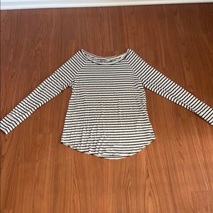 Black and white striped super soft long sleeve tee